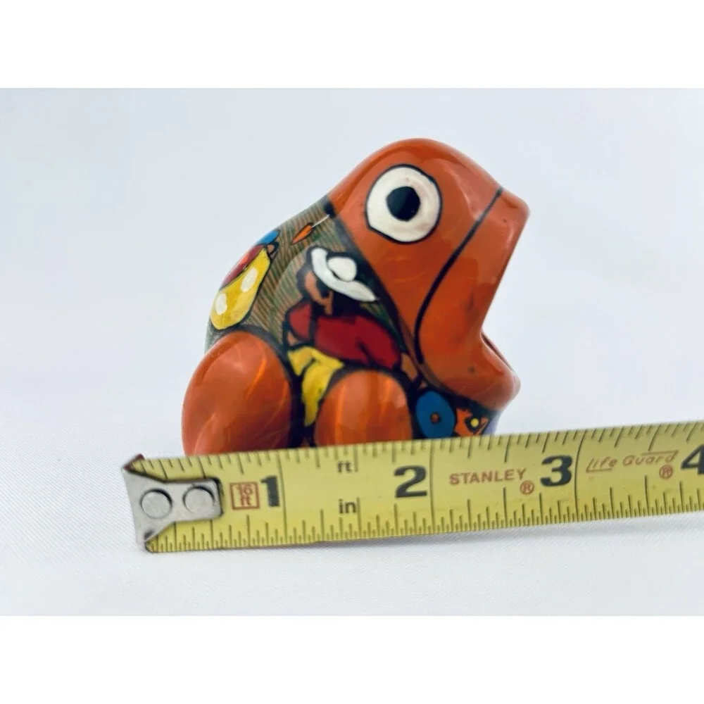Mexican Folk Art Hand Painted Big Mouth Frog Ashtray Dish‎ Bowl Hollow Trinket